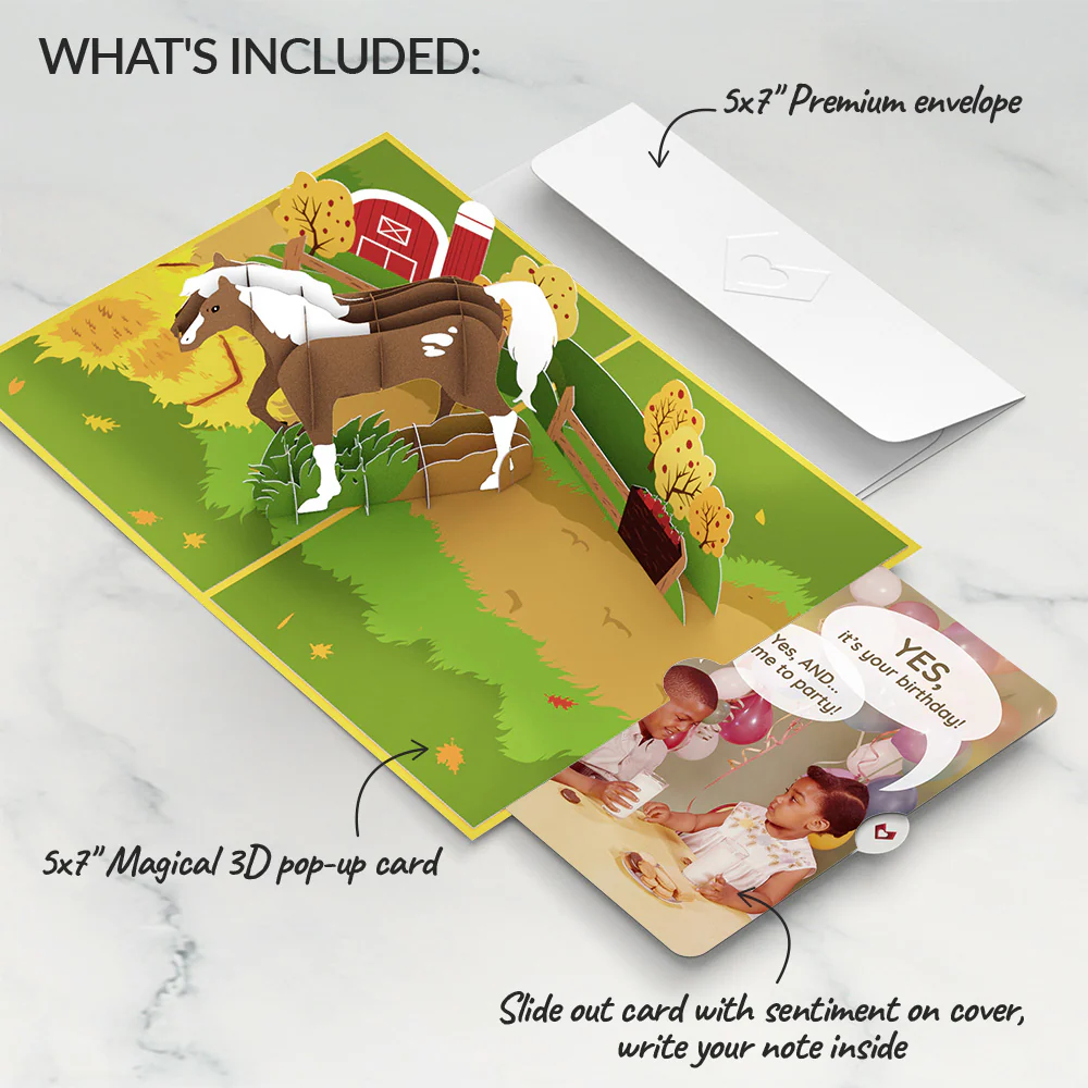 Horse Birthday Pop-Up Card and Time to Party Sentiment Set - Image 2