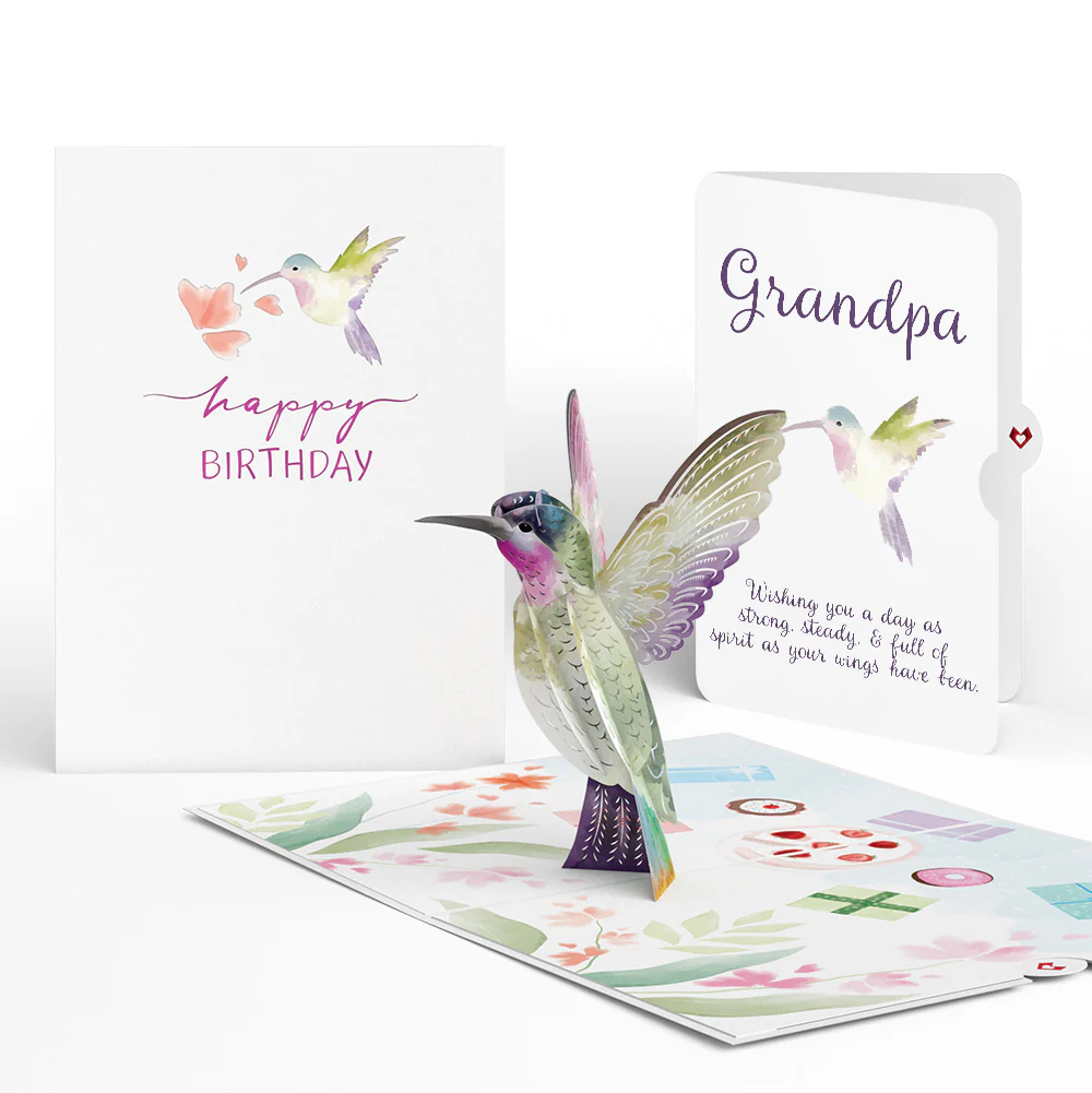 Hummingbird Birthday Pop-Up Card and Sentiment Set for Grandfather