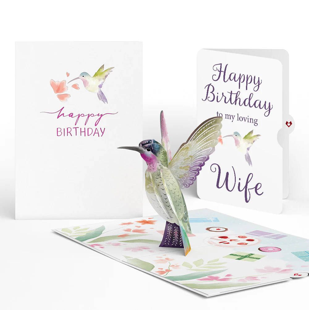 Hummingbird Birthday Pop-Up Card and Sentiment Set for Wife
