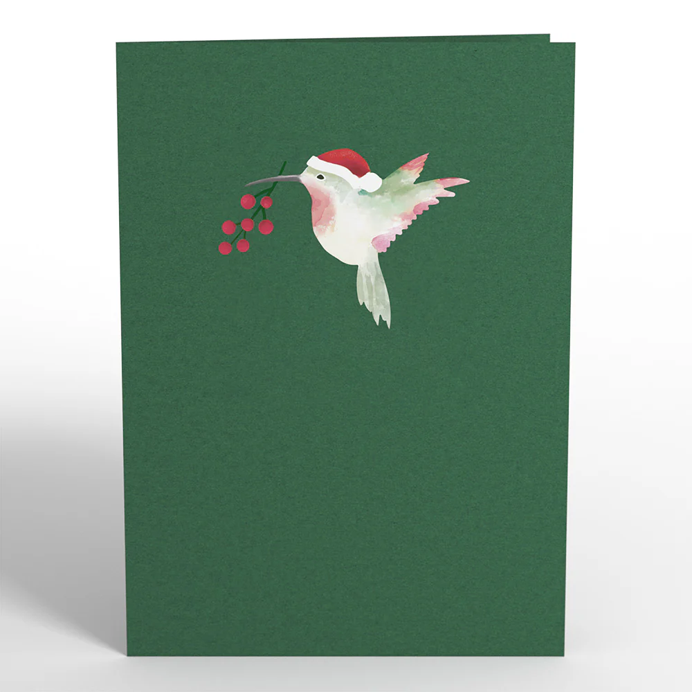 Hummingbirds on Poinsettias Pop-Up Card - Image 4