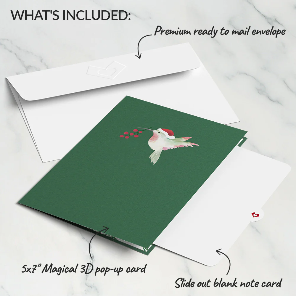 Hummingbirds on Poinsettias Pop-Up Card - Image 5