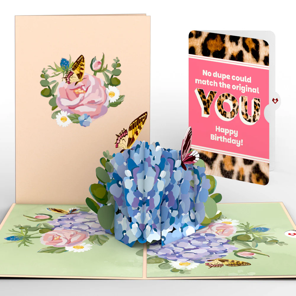 Hydrangea Butterflies Birthday Pop-Up Card and The original YOU Sentiment Set