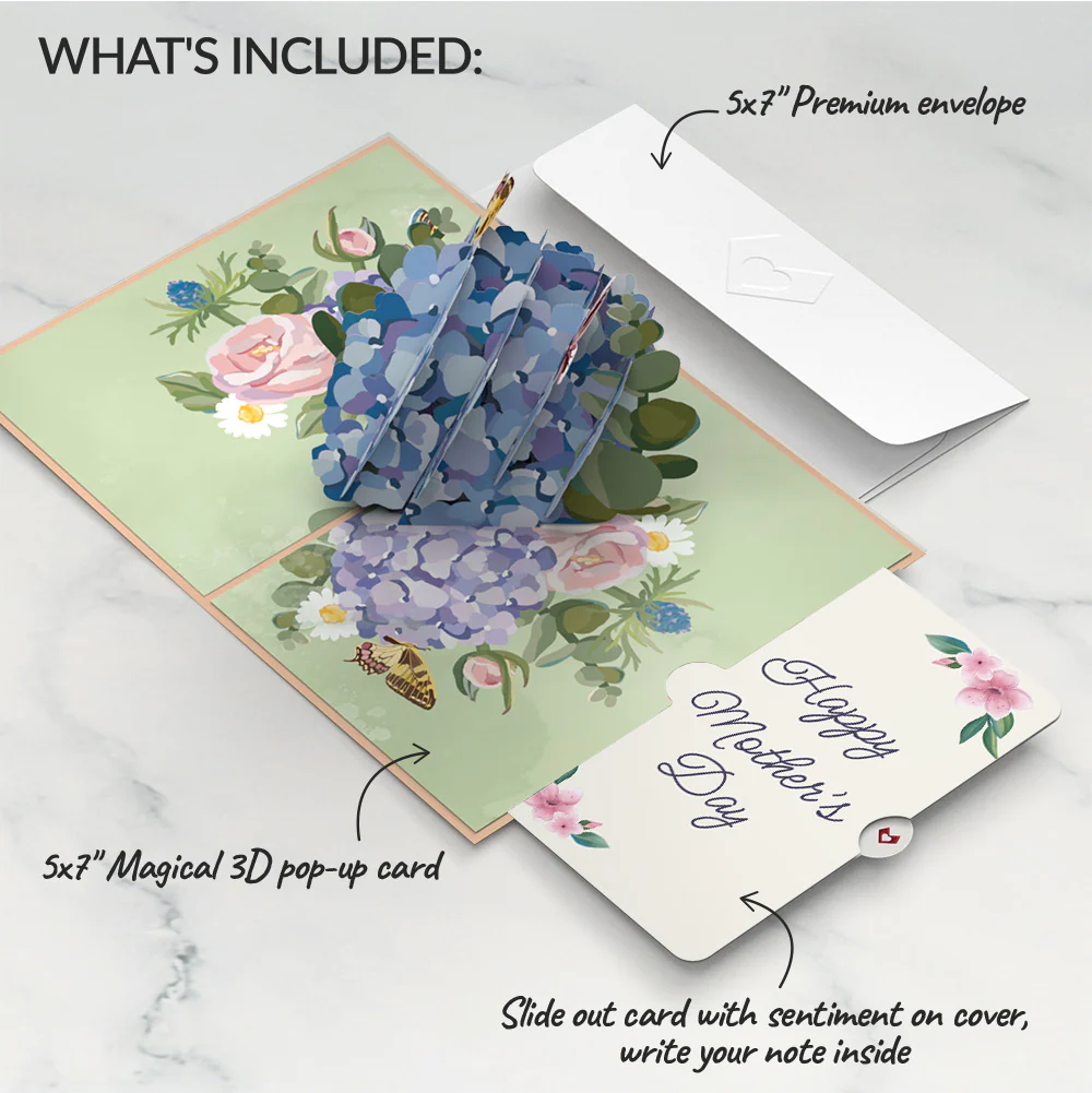 Hydrangea Butterflies Mother's Day Pop-Up Card and Sentiment Set - Image 2