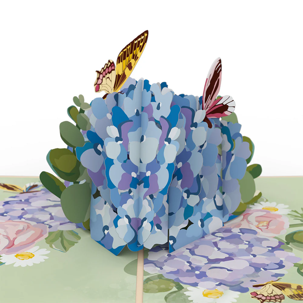 Hydrangea Butterflies Mother's Day Pop-Up Card and Sentiment Set for Wife - Image 3