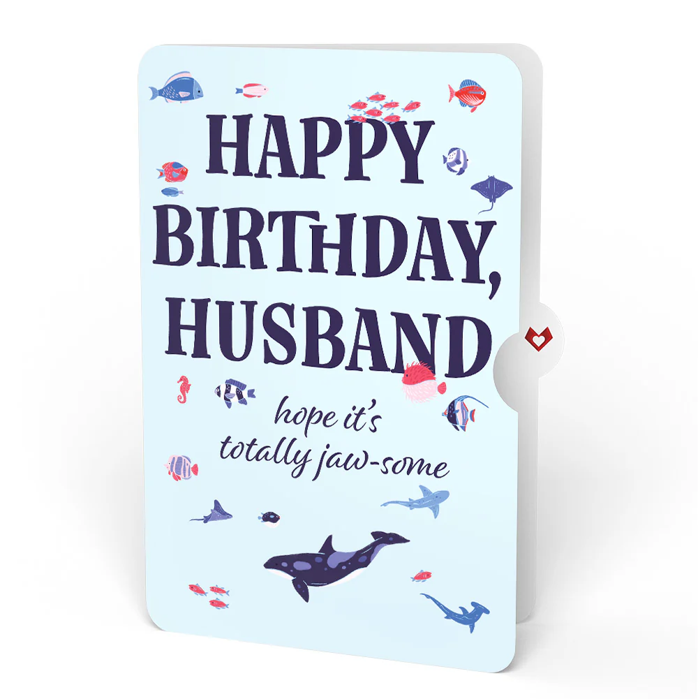 I Chews You Shark Birthday Pop-Up Card and Sentiment Set for Husband - Image 4