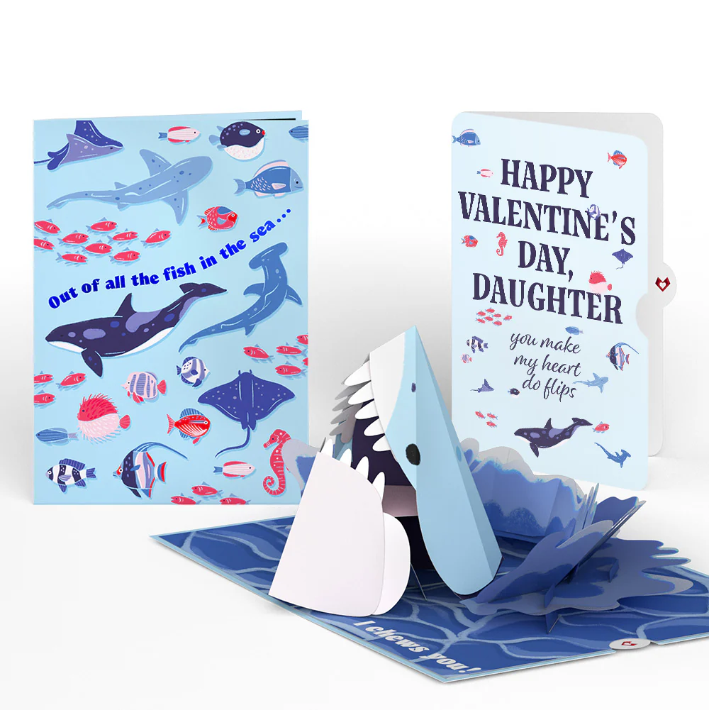 I Chews You Shark Valentine Pop-Up Card and Sentiment Set for Daughter