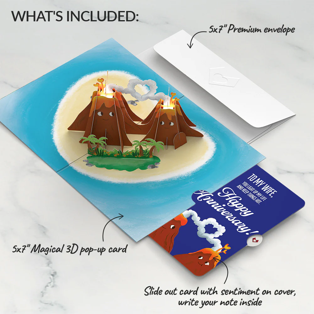 I Lava You Anniversary Light-Up Pop-Up Card and Sentiment Set for Wife - Image 2