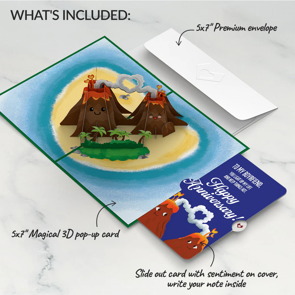 I Lava You Anniversary Pop-Up Card and Sentiment Set for Boyfriend - Image 2