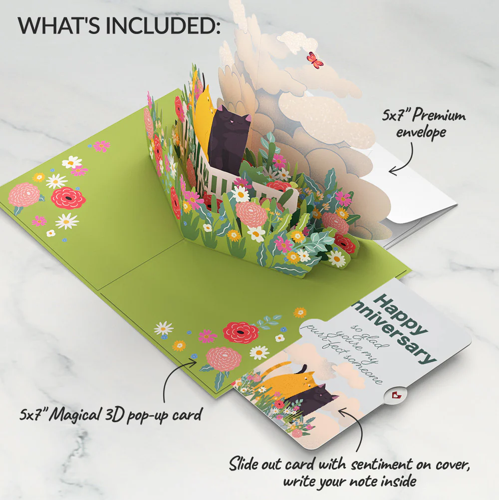I Love Mew Cats Anniversary Pop-Up Card and Sentiment Set - Image 2