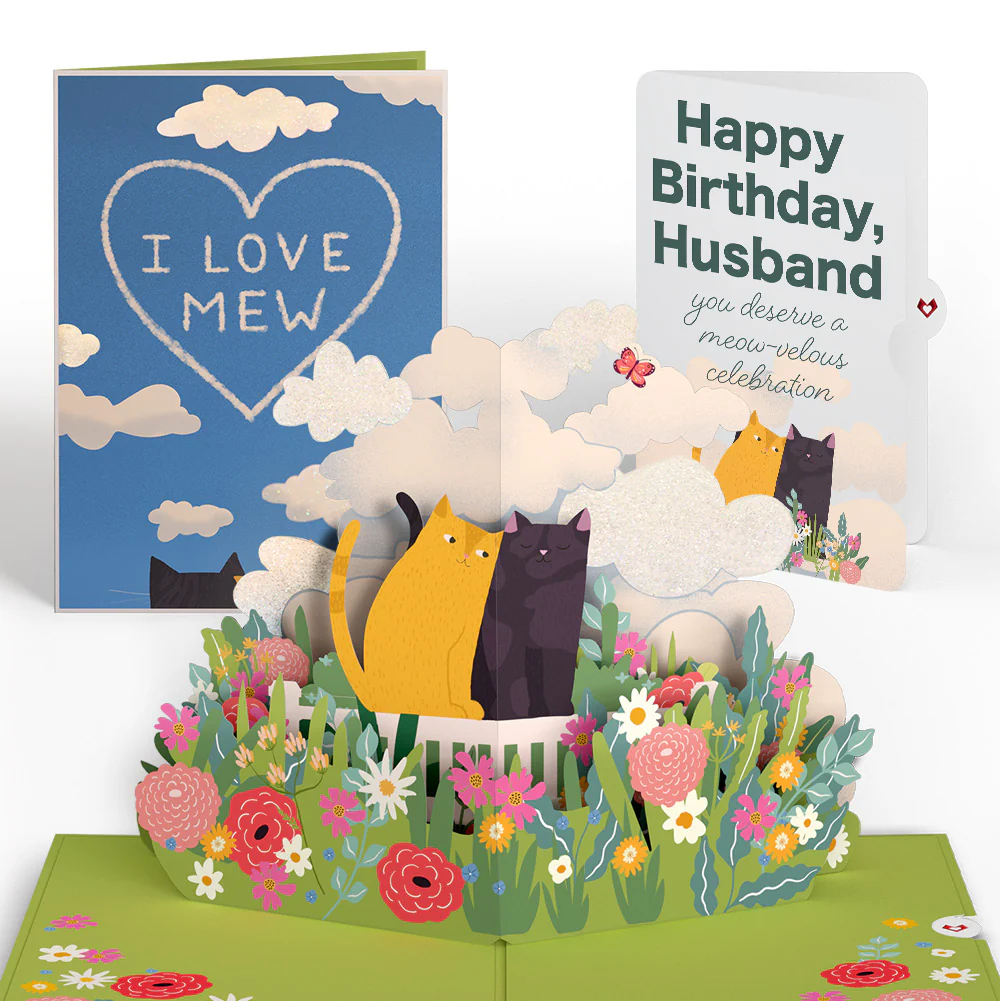 I Love Mew Cats Birthday Pop-Up Card and Sentiment Set for Husband
