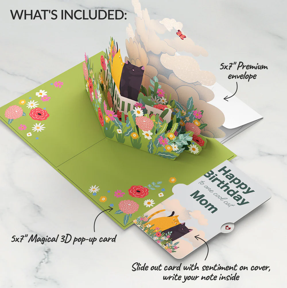 I Love Mew Cats Birthday Pop-Up Card and Sentiment Set for Mom - Image 2