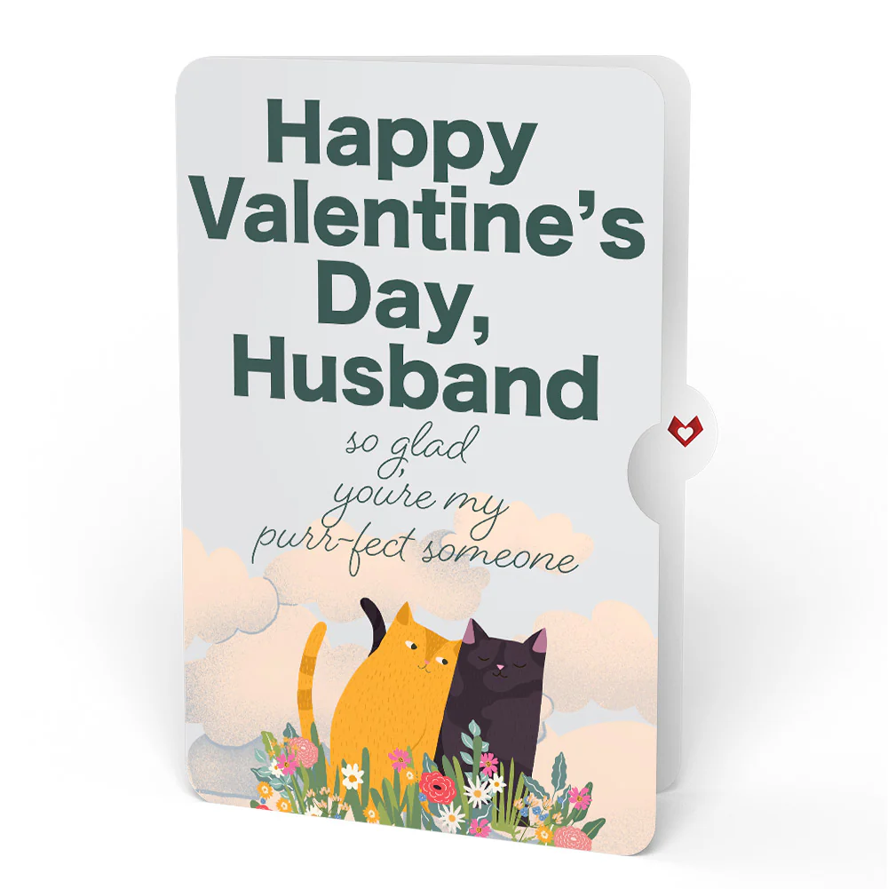 I Love Mew Cats Valentine Pop-Up Card and Sentiment Set for Husband - Image 4