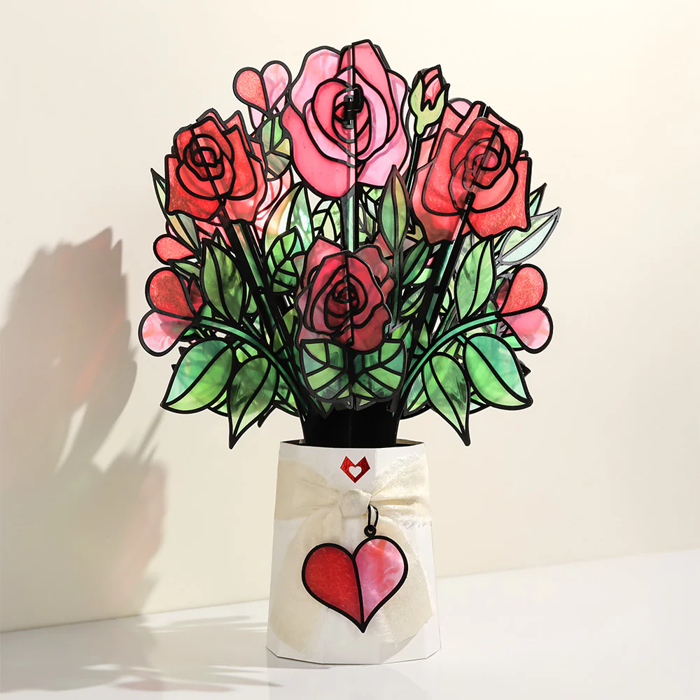 I Love You Roses Pop-Up Card & Suncatcher Bouquet Bundle - Image 6