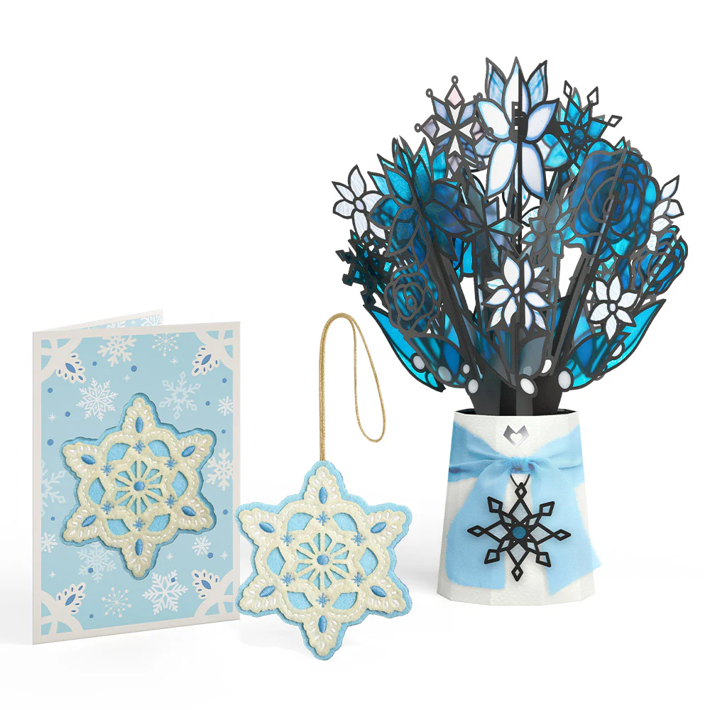 Icy Snowflake HeartFelt Charm Card™ & Suncatcher Bouquet Bundle