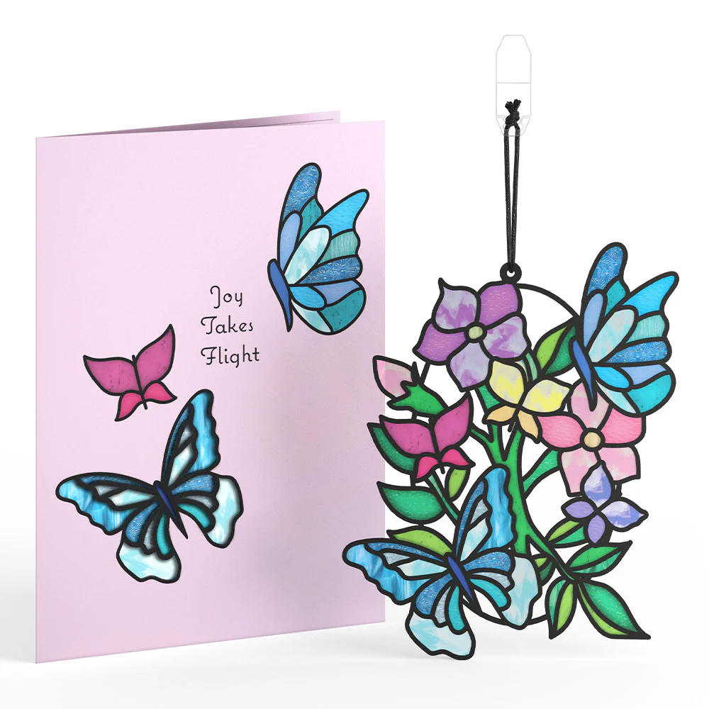 Joy Takes Flight Butterfly Suncatcher Card & Bouquet Bundle - Image 2