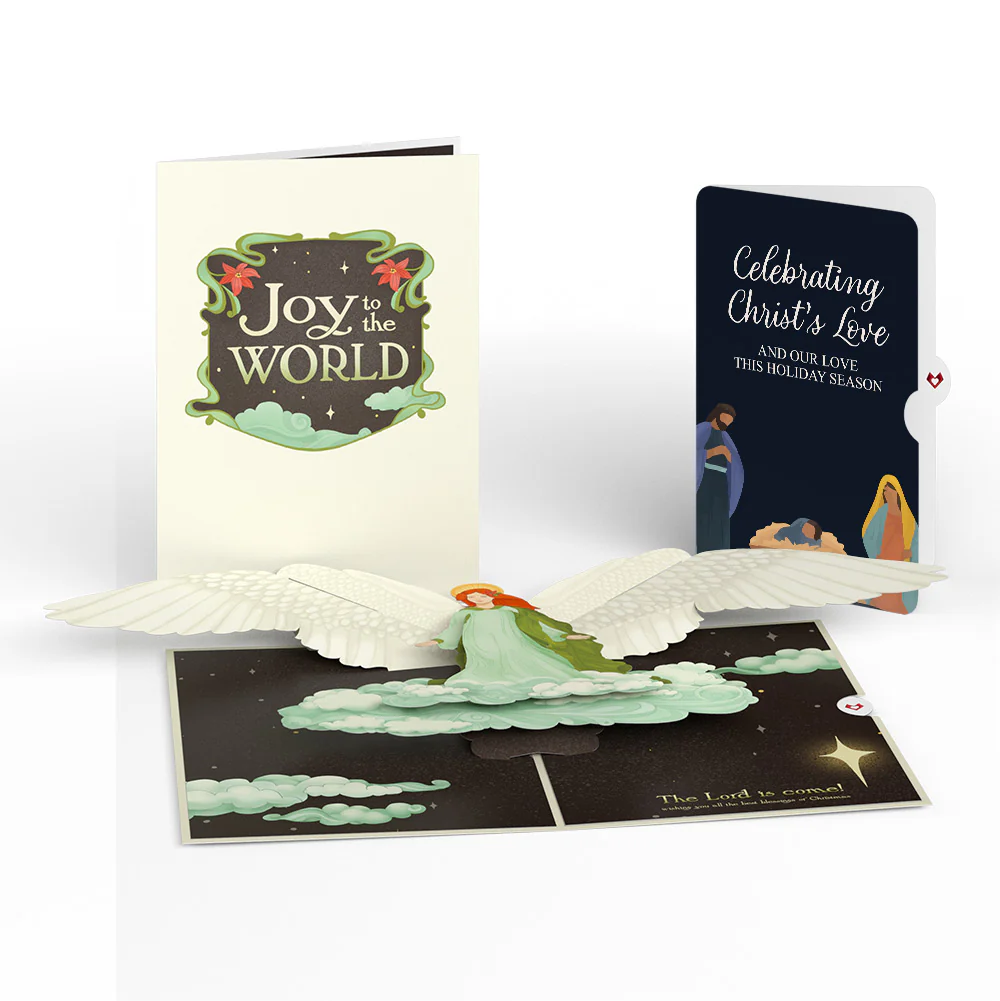 Joy to the World Christmas Angel Pop-Up Card and Nativity Love Sentiment Set