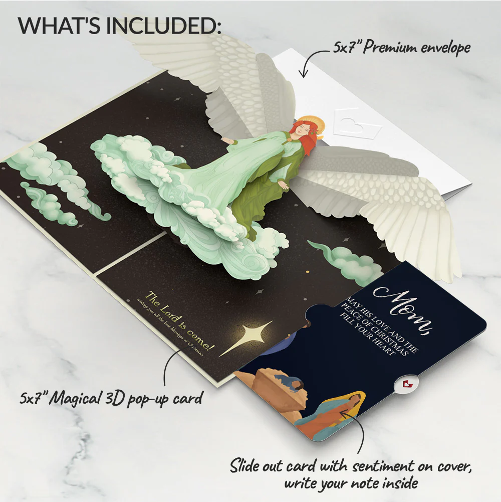 Joy to the World Christmas Angel Pop-Up Card and Sentiment Set for Mom - Image 2
