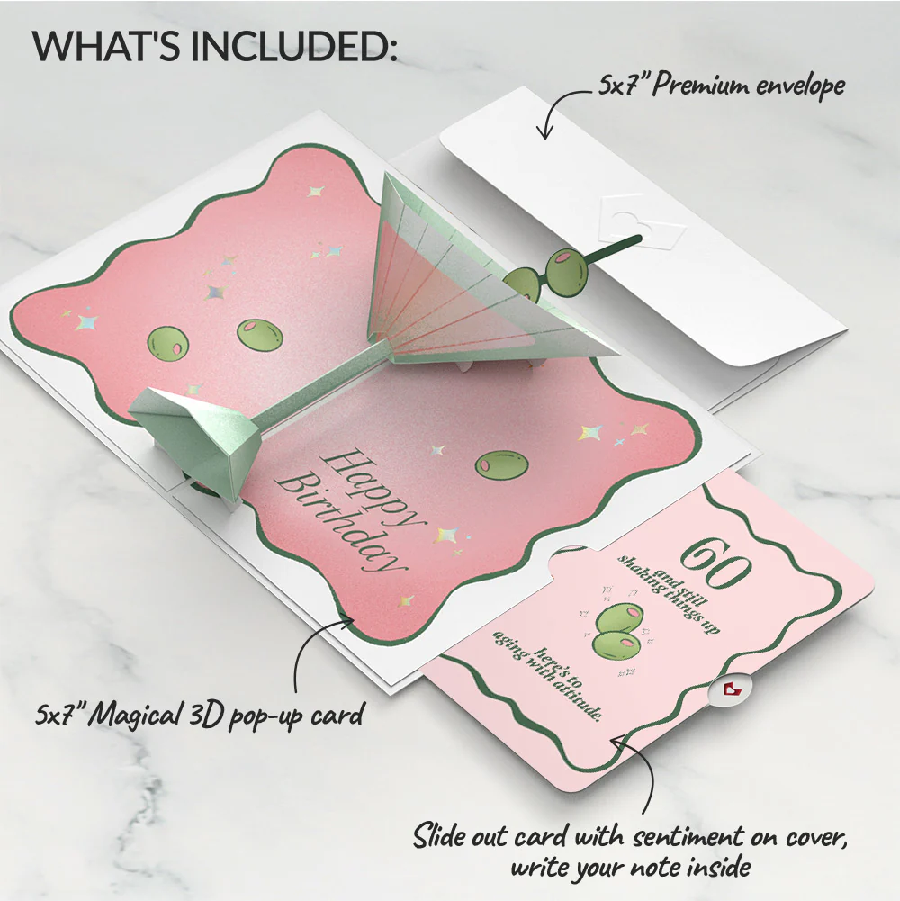 Just a Tini Bit Older 60th Birthday Pop-Up Card and Sentiment Set - Image 2