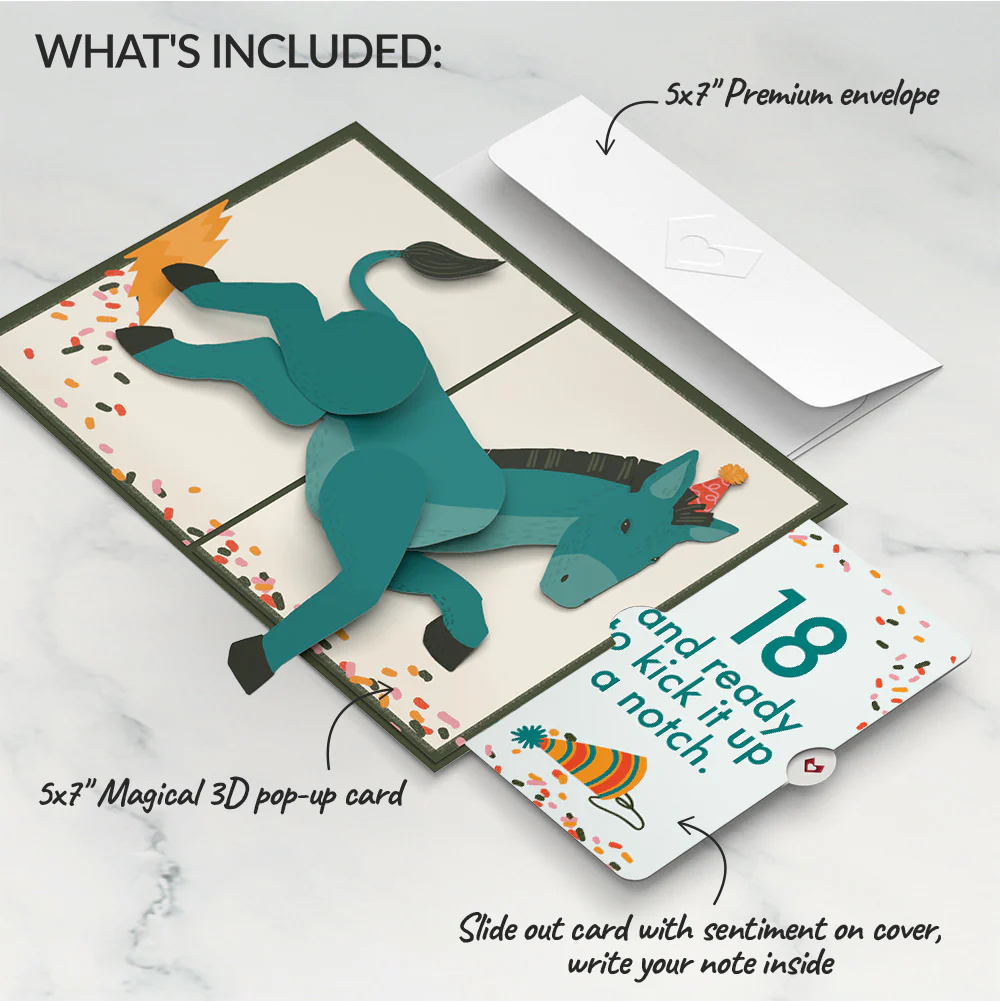 Kick Ass Birthday Pop-Up Card and 18th Kick It Up Sentiment Set - Image 2