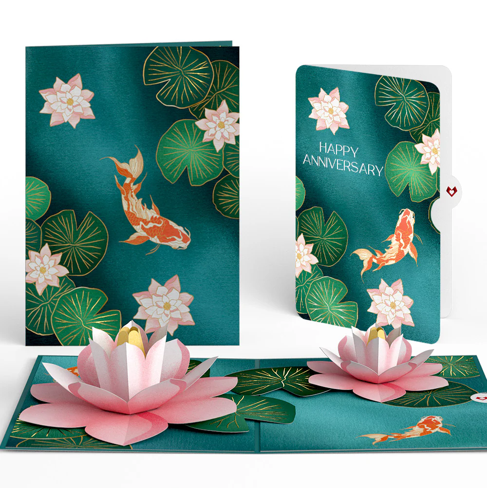 Koi Fish and Lotus Pond Anniversary Pop-Up Card and Sentiment Set