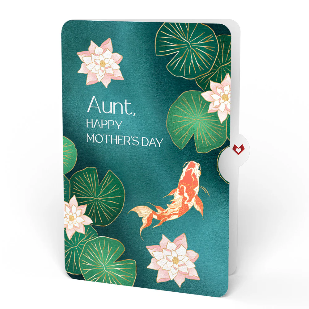 Koi Fish and Lotus Pond Mother’s Day Pop-Up Card and Sentiment Set for Aunt - Image 4