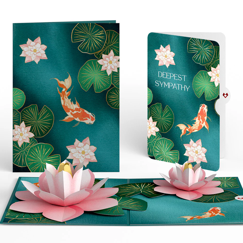 Koi Fish and Lotus Pond Sympathy Pop-Up Card and Sentiment Set