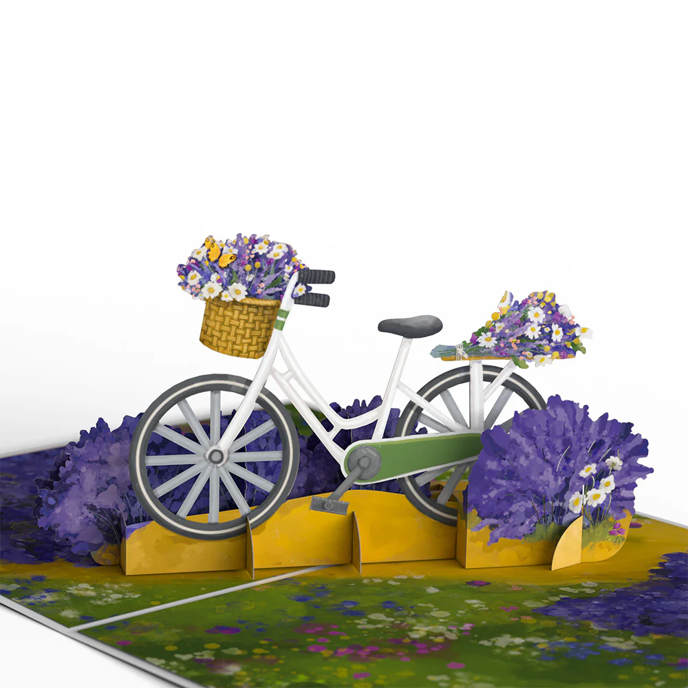 Lavender Bicycle Birthday Pop-Up Card and Surprise Skeleton Sentiment Set - Image 3