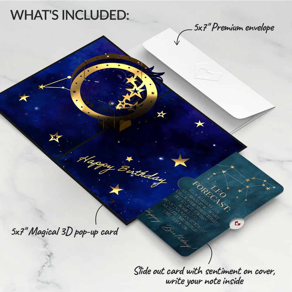 Leo Zodiac Birthday Pop-Up Card and Sentiment Set - Image 2