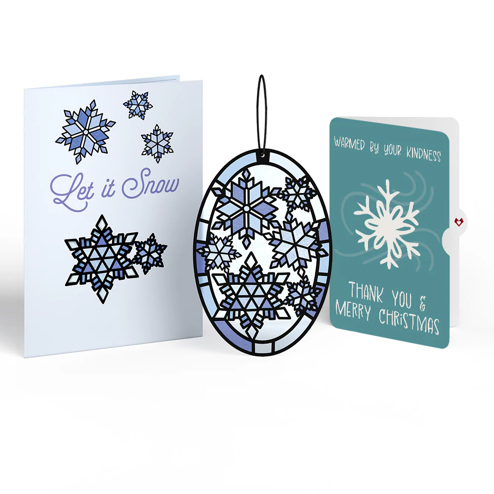 Let It Snow Snowflakes Suncatcher Card and Kindness Christmas Sentiment Set
