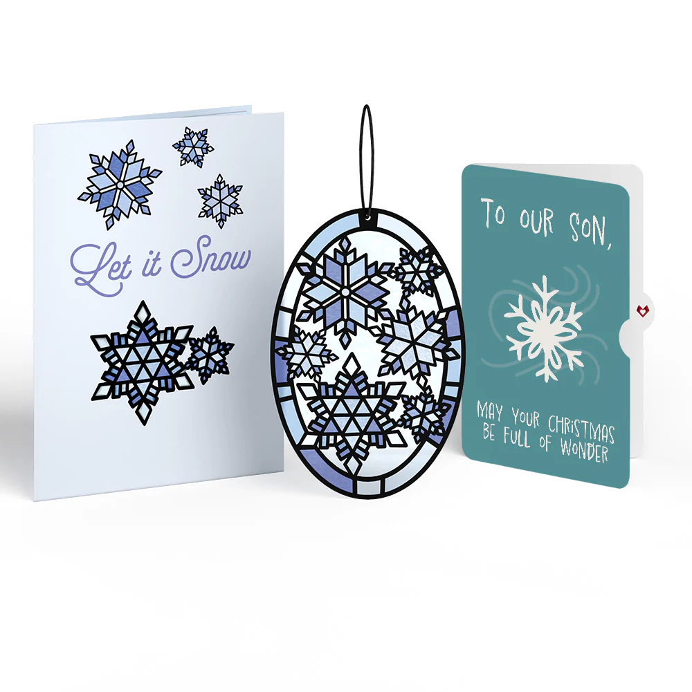 Let It Snow Snowflakes Christmas Suncatcher Card and Sentiment Set for Son