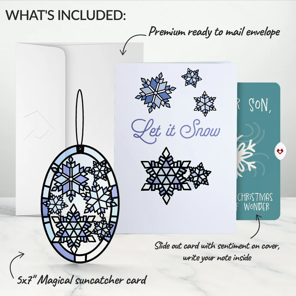 Let It Snow Snowflakes Christmas Suncatcher Card and Sentiment Set for Son - Image 2