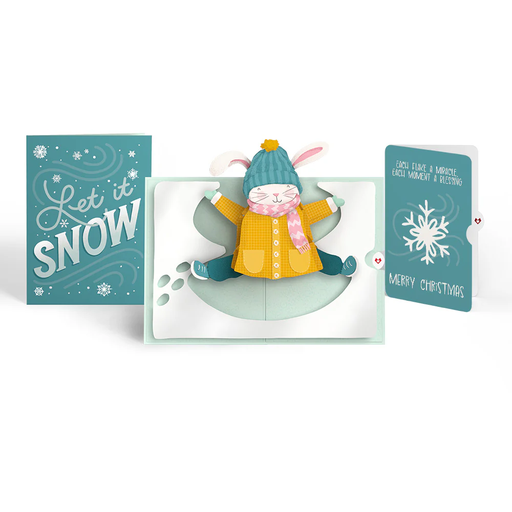 Let It Snow Winter Bunny Pop-Up Card and Snowflake Christmas Sentiment Set