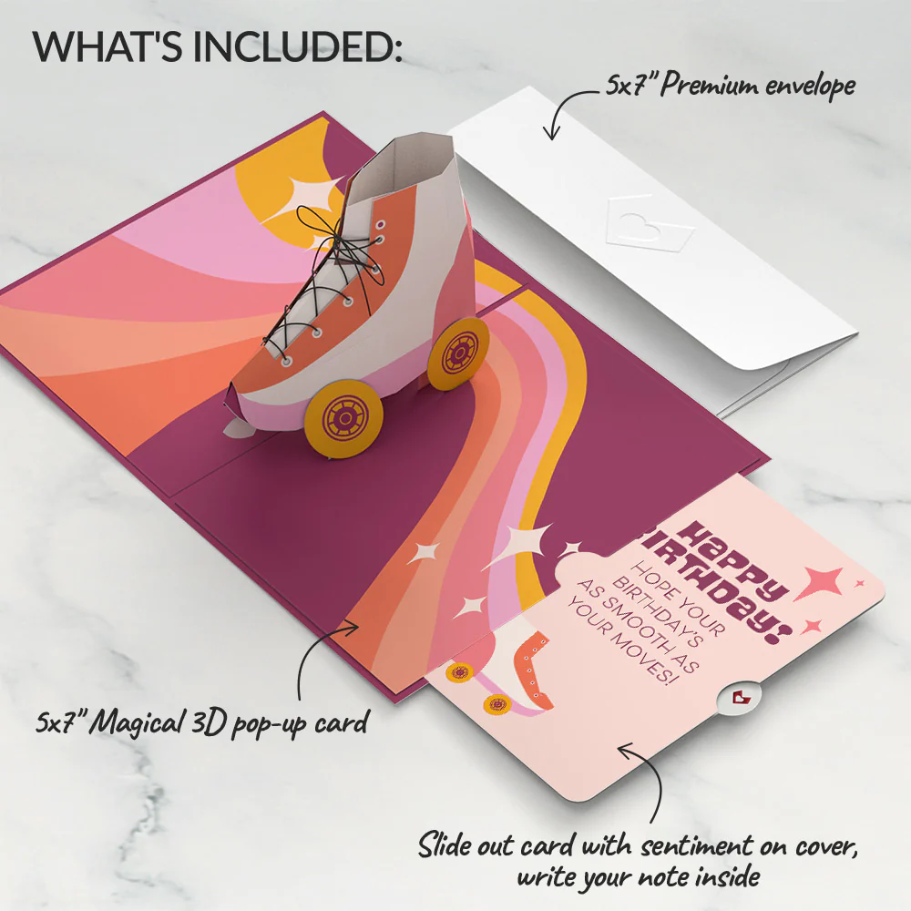 Let the Good Times Roll Roller Skate Birthday Pop-Up Card and Sentiment Set - Image 2