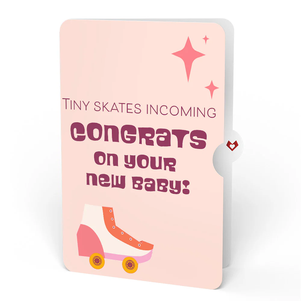 Let the Good Times Roll Roller Skate New Baby Pop-Up Card and Sentiment Set - Image 4