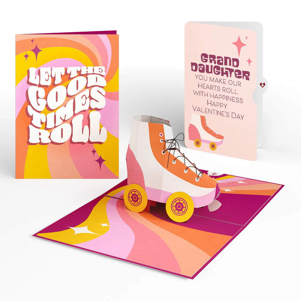 Let the Good Times Roll Roller Skate Valentine Pop-Up Card and Sentiment Set for Granddaughter