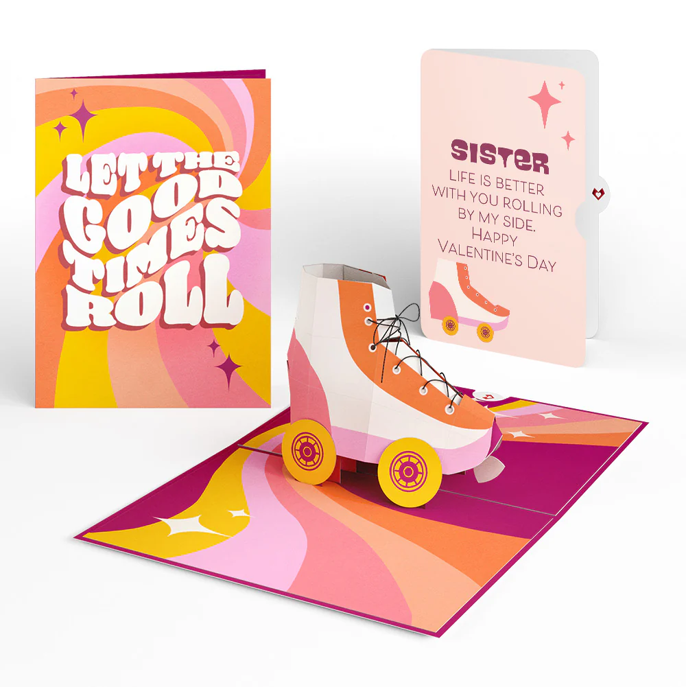 Let the Good Times Roll Roller Skate Valentine Pop-Up Card and Sentiment Set for Sister