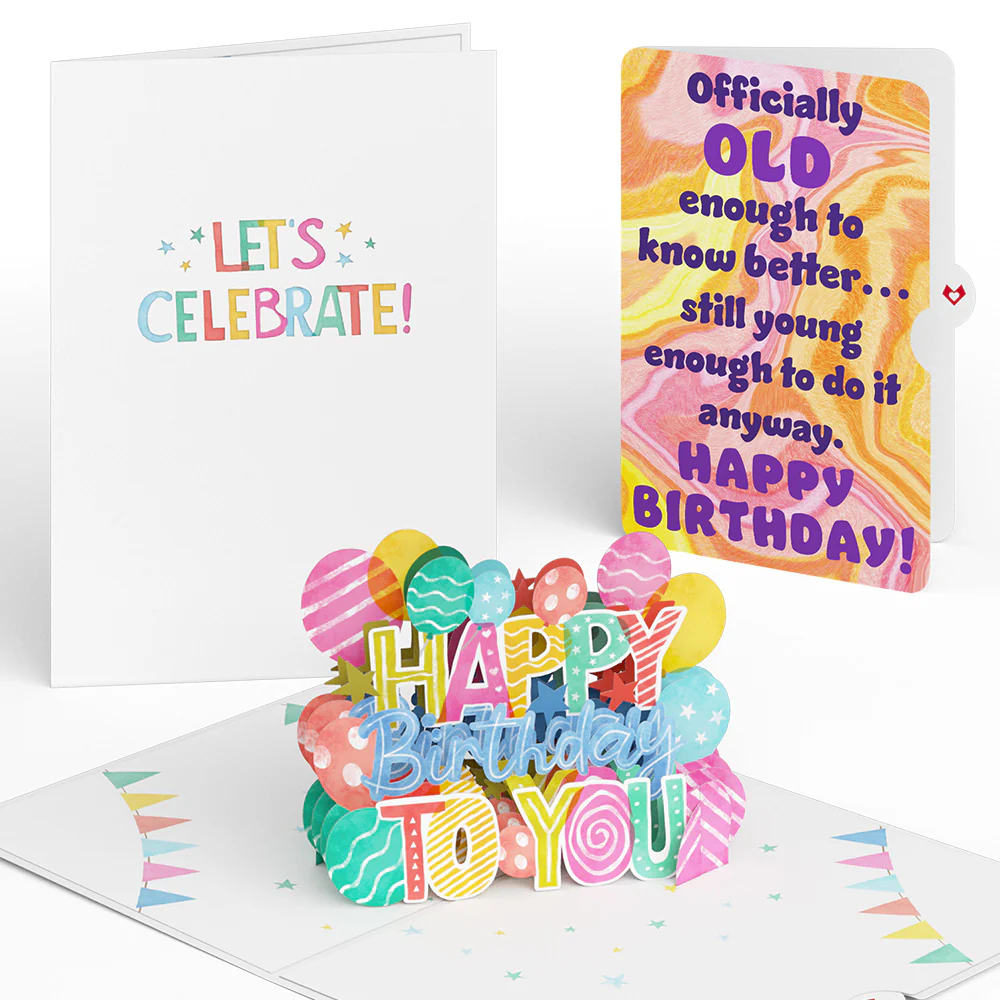 Let's Celebrate Birthday Pop-Up Card and Old Enough Young Enough Sentiment Set