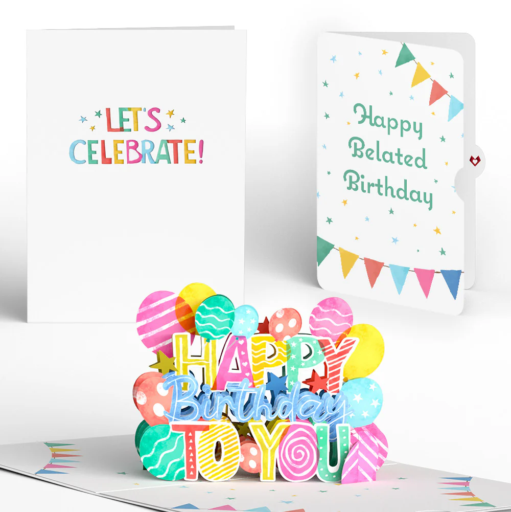Let's Celebrate Belated Birthday Pop-Up Card and Sentiment Set