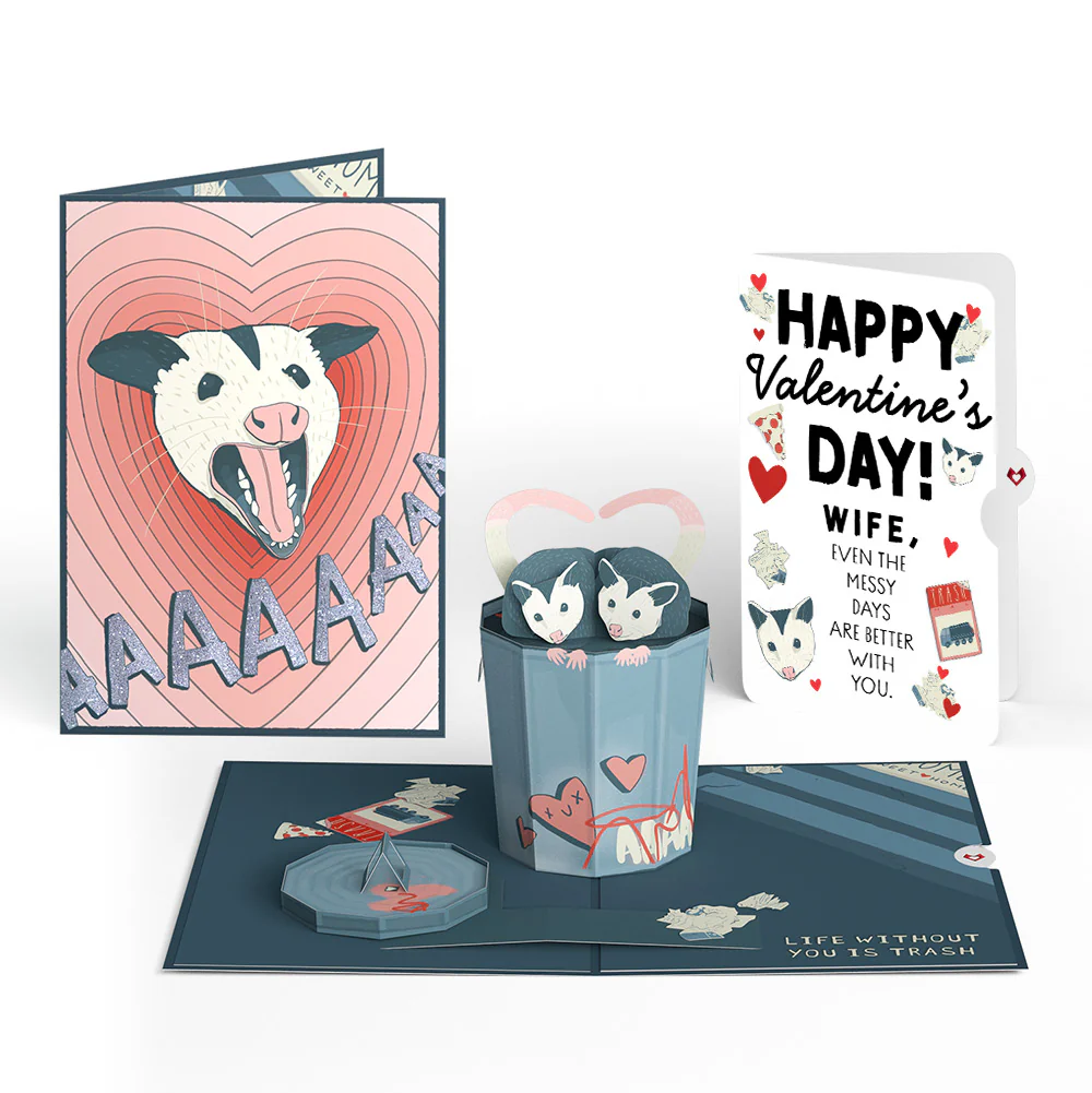 Life Without You Is Trash Possums Valentine Pop-Up Card and Sentiment Set for Wife