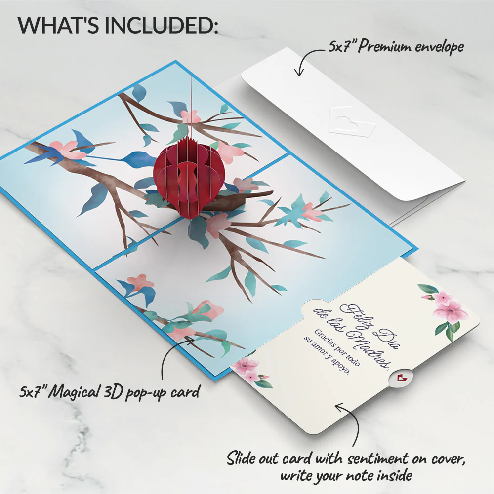 Love Cardinal Mother's Day Pop-Up Card and Sentiment Set for Spanish Mom - Image 2