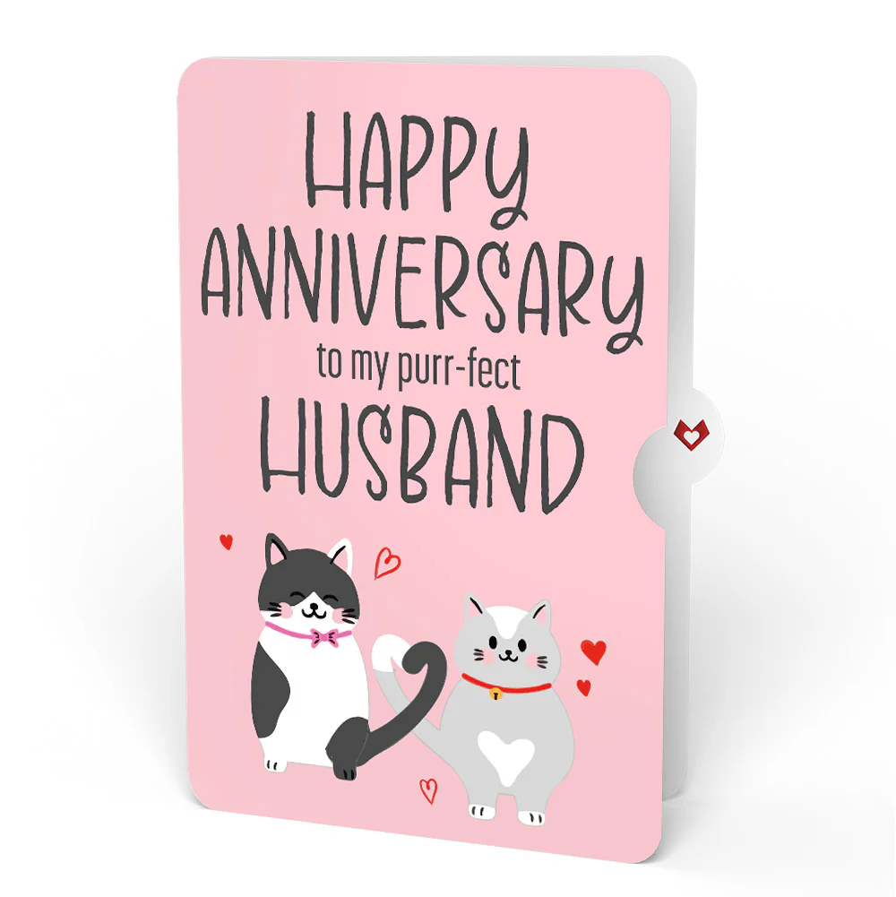 Love Cats Anniversary Pop-Up Card and Sentiment Set for Husband - Image 4