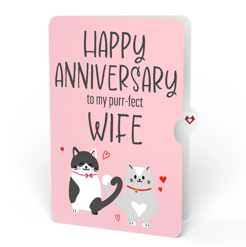 Love Cats Anniversary Pop-Up Card and Sentiment Set for Wife - Image 4