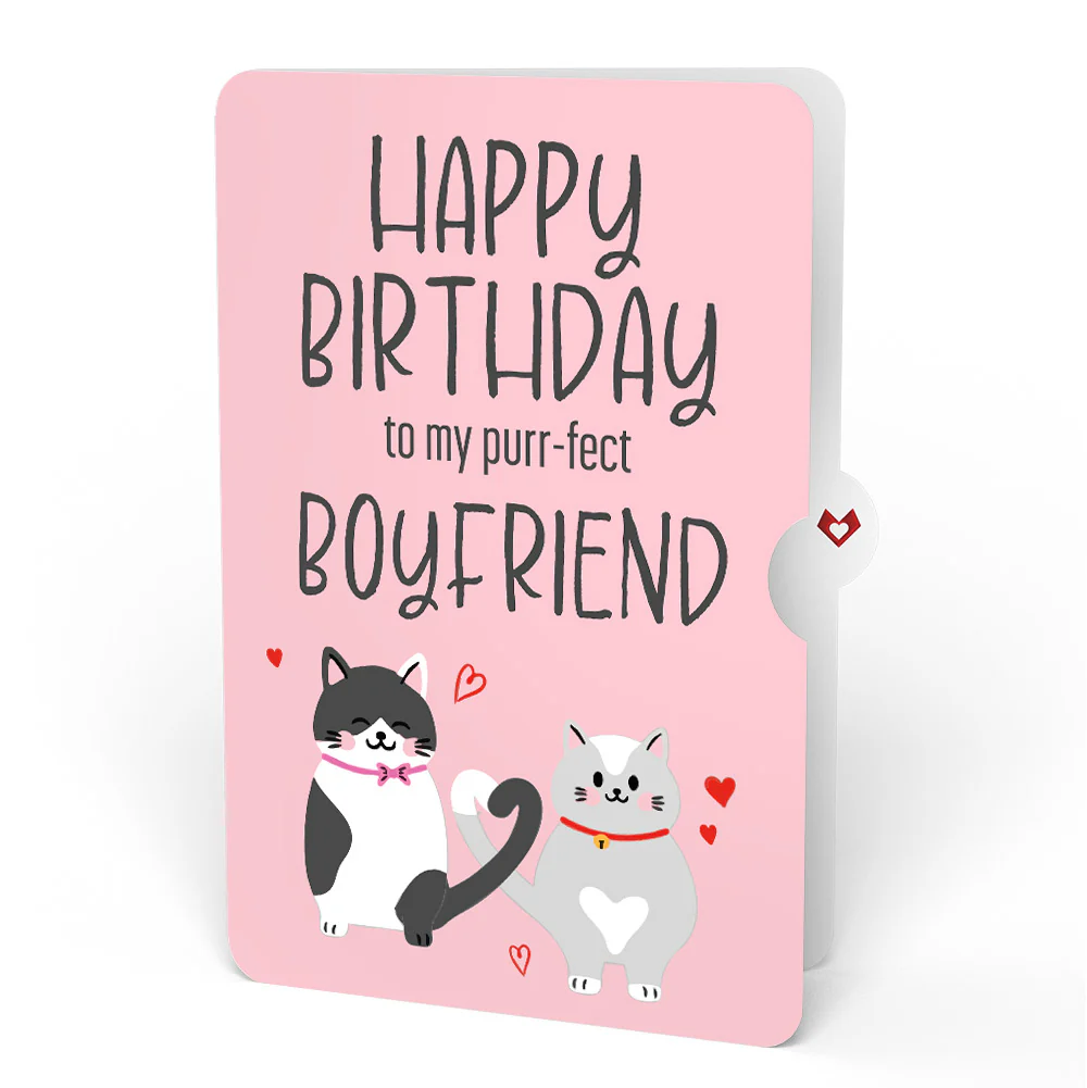 Love Cats Birthday Pop-Up Card and Sentiment Set for Boyfriend - Image 4