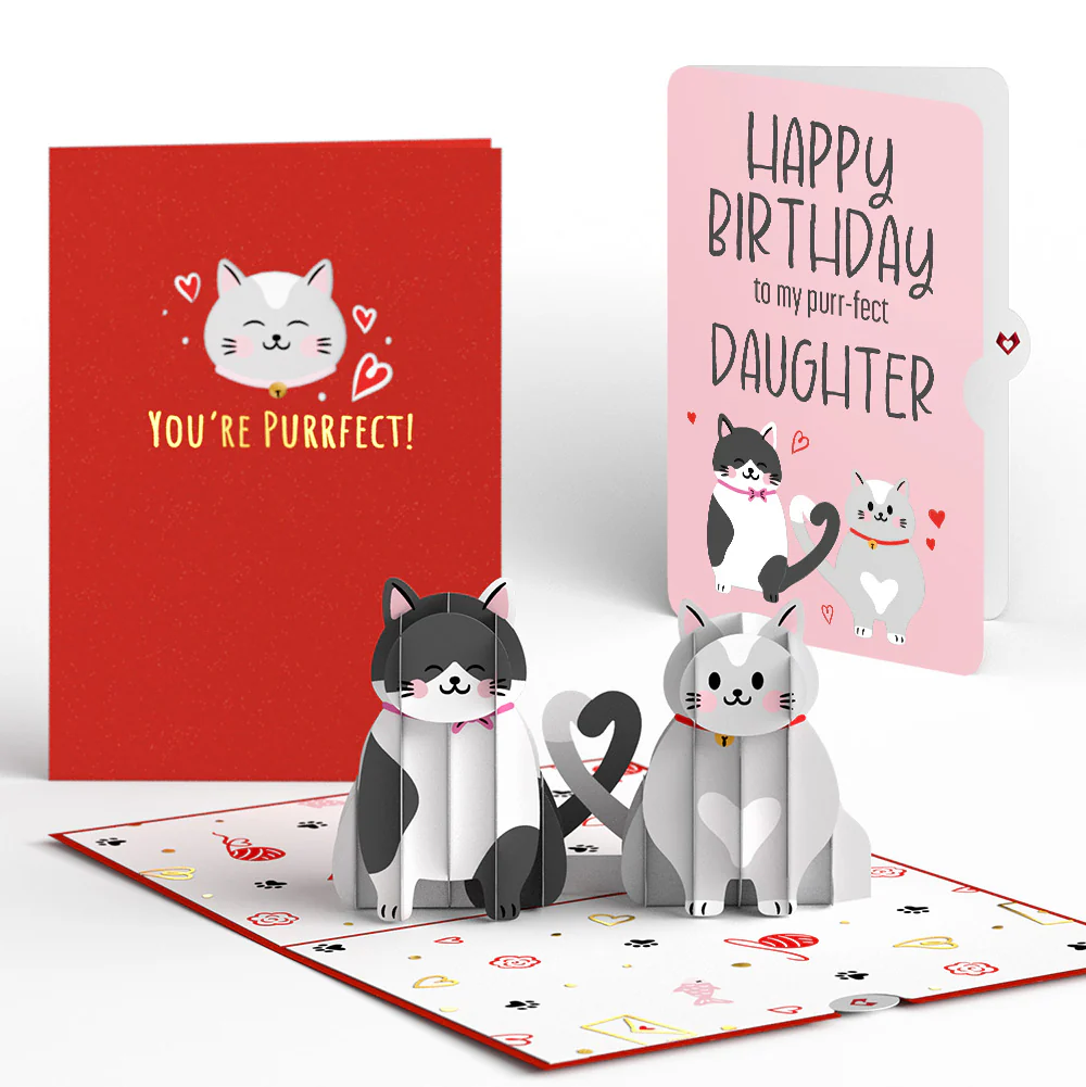 Love Cats Birthday Pop-Up Card and Sentiment Set for Daughter