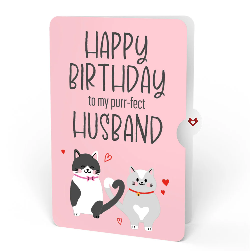 Love Cats Birthday Pop-Up Card and Sentiment Set for Husband - Image 4