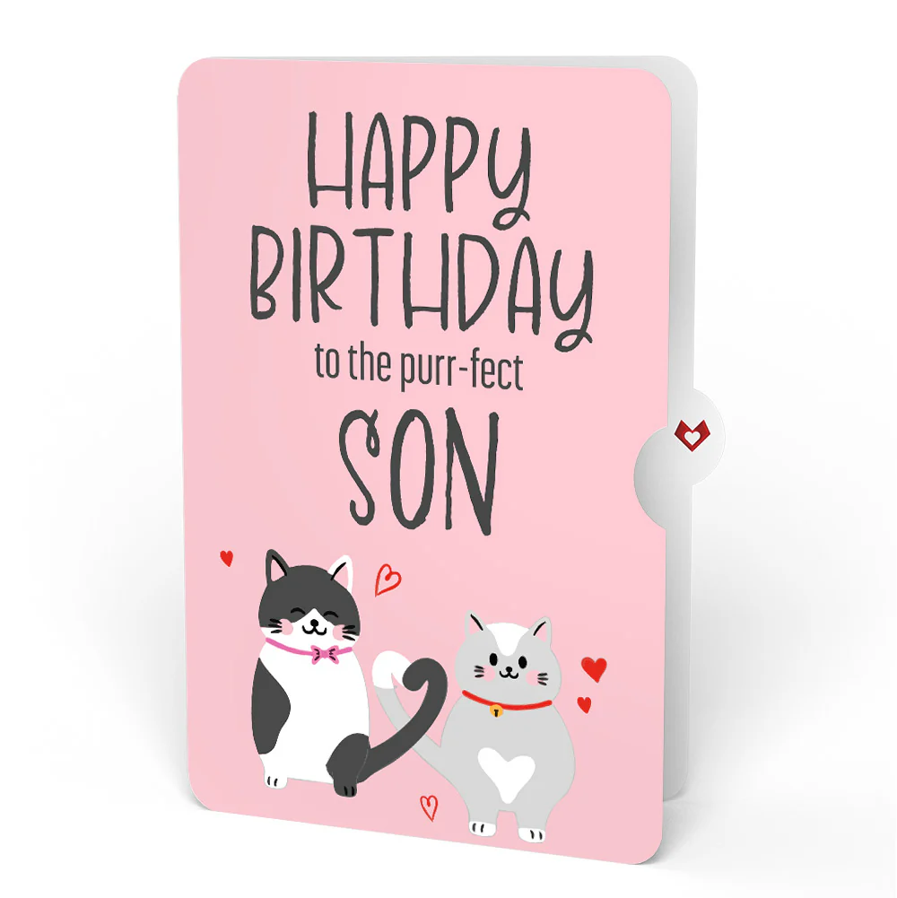 Love Cats Birthday Pop-Up Card and Sentiment Set for Son - Image 4