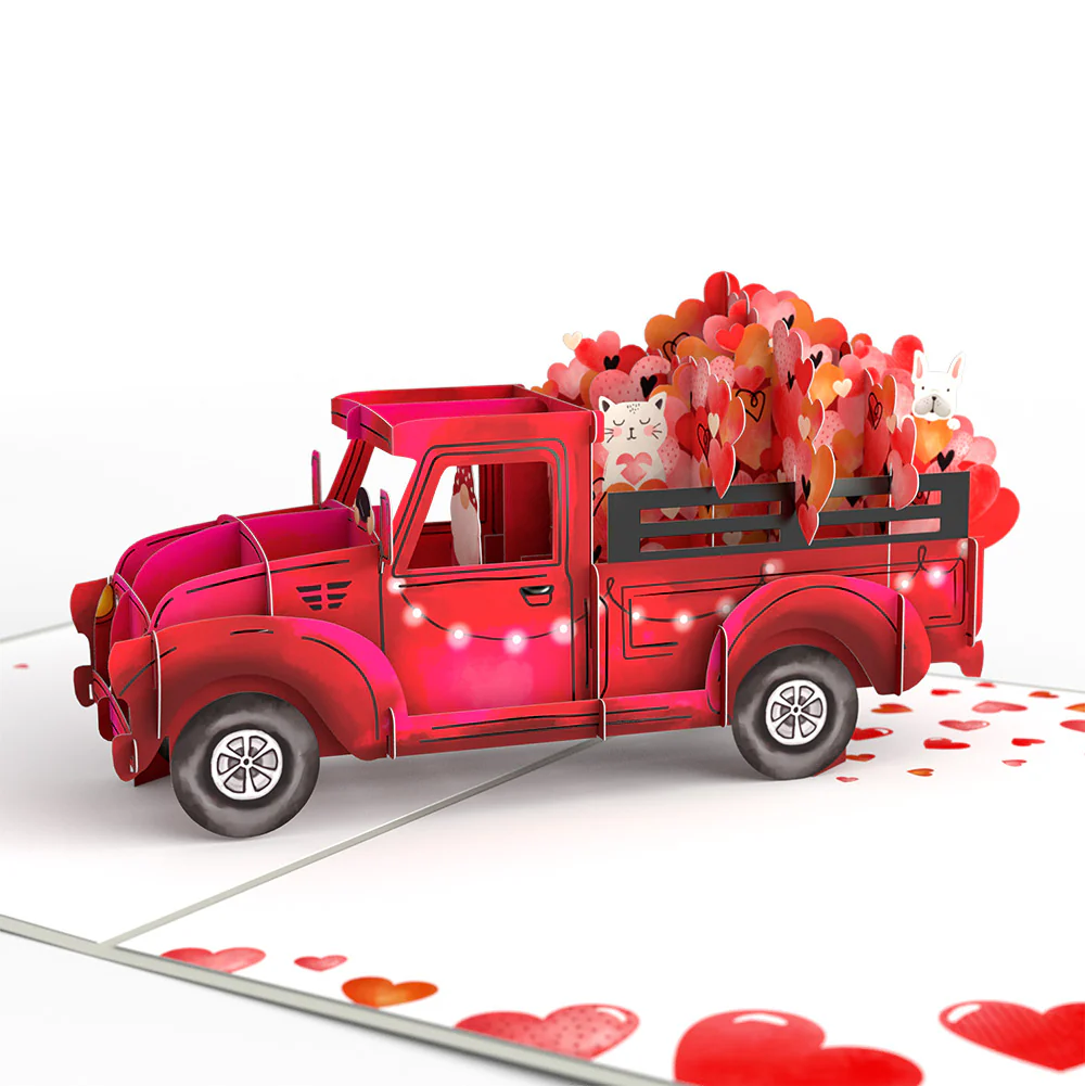 Love Delivery Truck Valentine Pop-Up Card and Big Sweet Heart Sentiment Set - Image 3