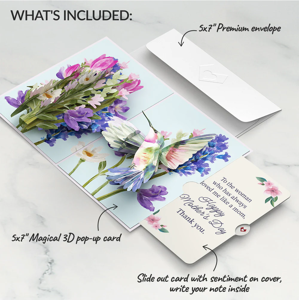 Love in Bloom Hummingbird Mother's Day Pop-Up Card and Loved Me Like A Mom Sentiment Set - Image 2