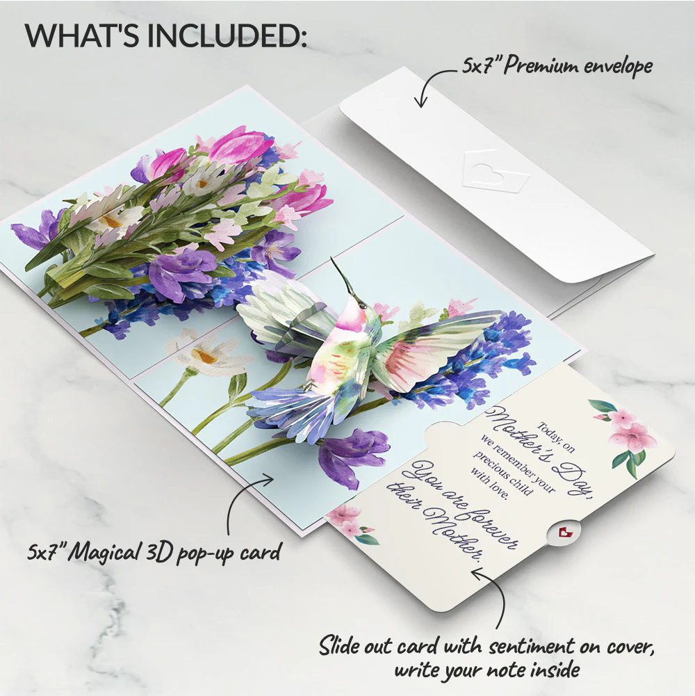 Love in Bloom Hummingbird Mother's Day Pop-Up Card and You Are Forever Their Mom Sentiment Set - Image 2