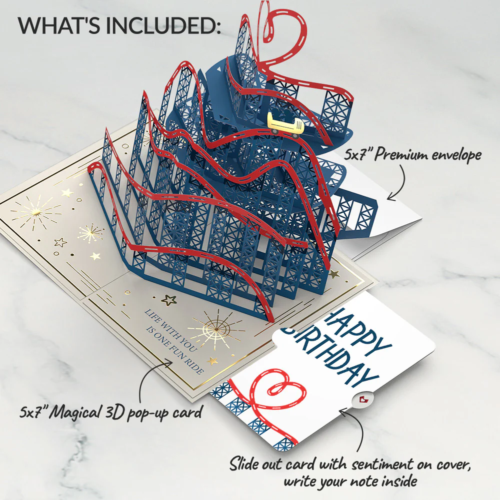 Love Rollercoaster Birthday Pop-Up Card and Sentiment Set - Image 2